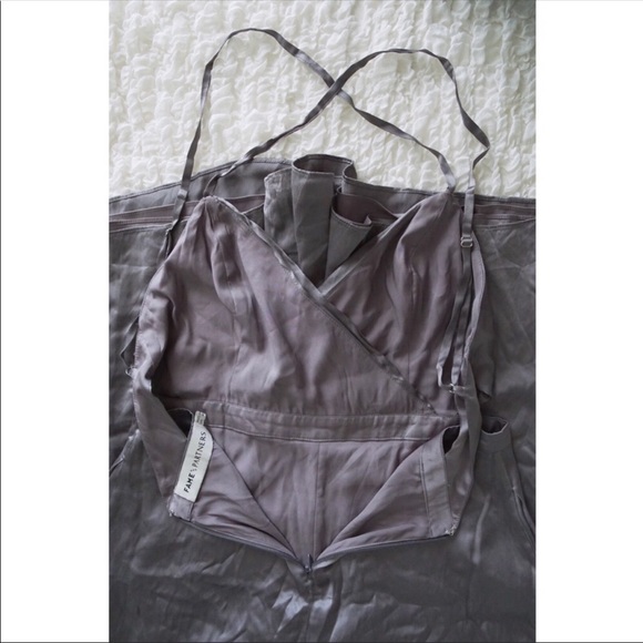 FAME AND PARTNERS Grey Silk Cutout Jumpsuit - Picture 6 of 8